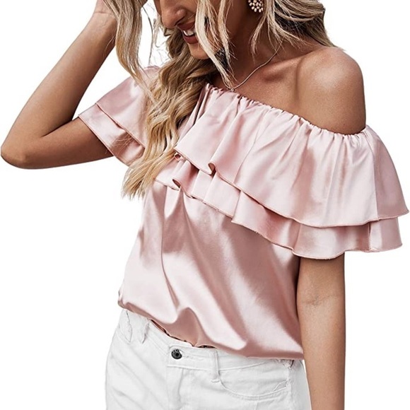 DO+BE Tops - DO+BE‎ Off the Shoulder Ruffle Sleeveless Top in Dusty Rose Color NWT